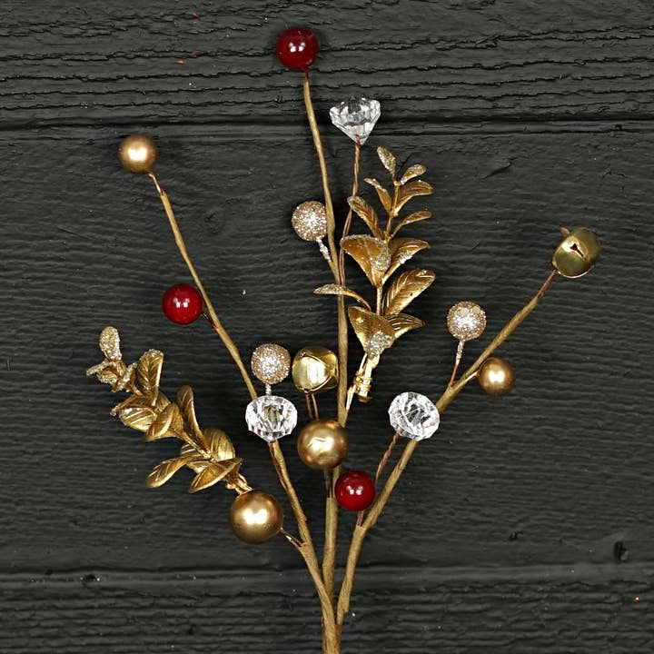 Holiday Depot Inc. - Wholesale Christmas Decoration - 32386- 32386- 14in Pick-Mix Acrylic and fancy berries with g