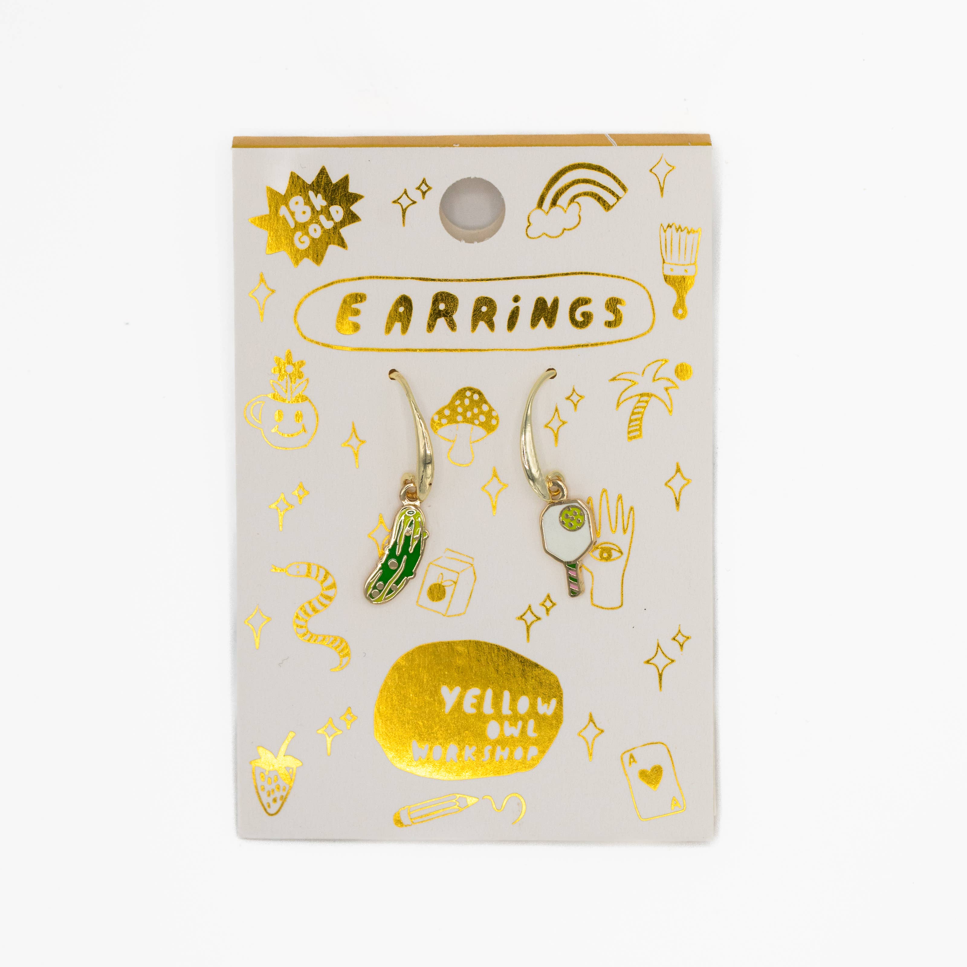 Yellow Owl Workshop – wholesale Hängande örhängen – Pickleball örhängen - Guldsportiga statementsmycken2