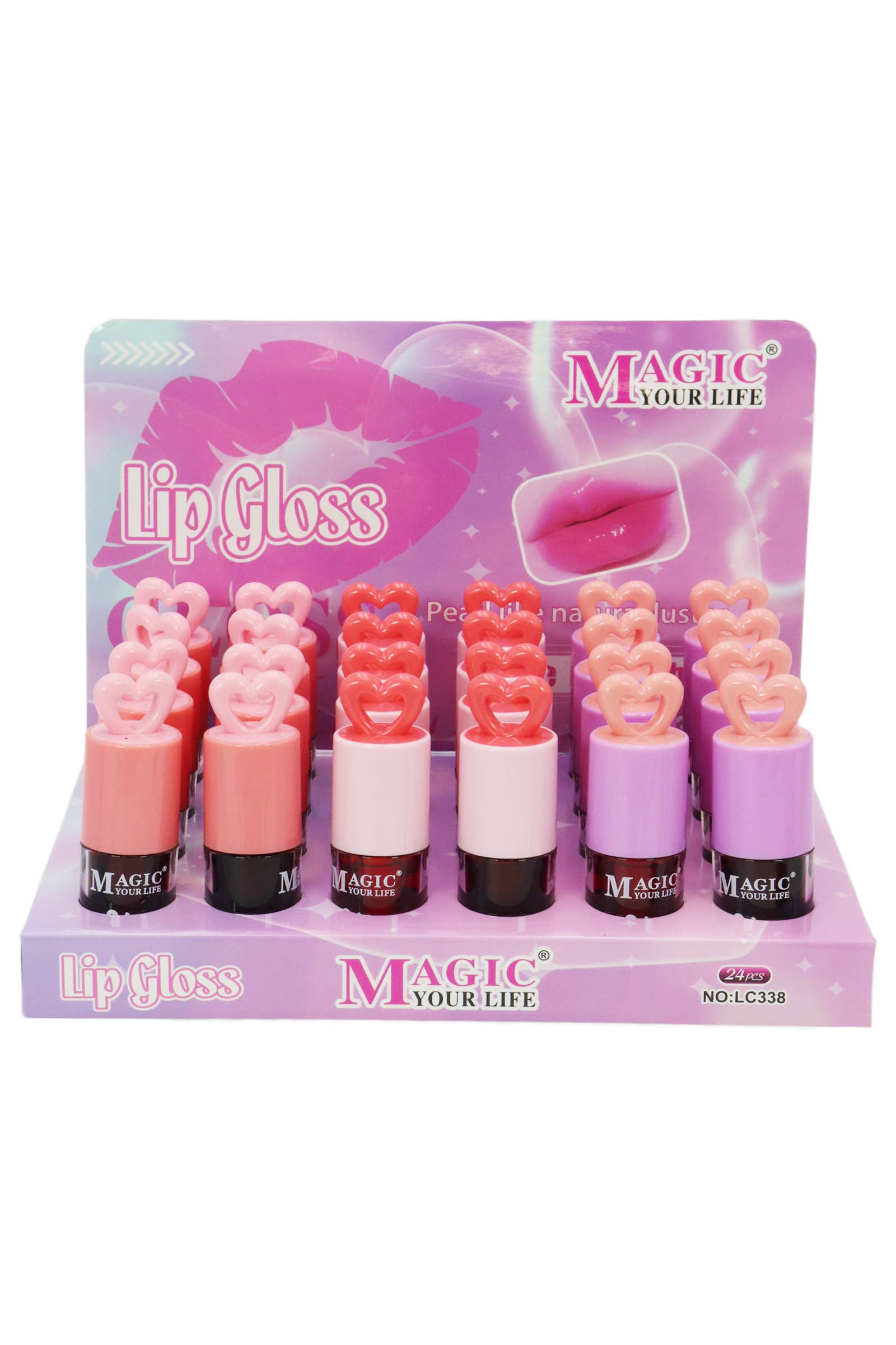 Cap Zone - Wholesale Lip Gloss - Hollow Heart Shades of Red Lip Gloss - 24 pcs1