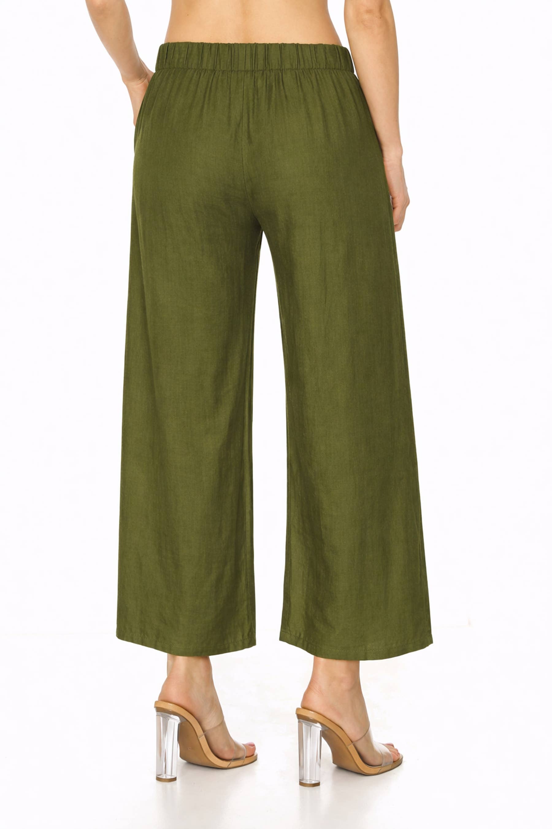 MOA COLLECTION - Wholesale Pants - Women's - Linen Texture Wide Leg Palazzo Pants Casual Style14