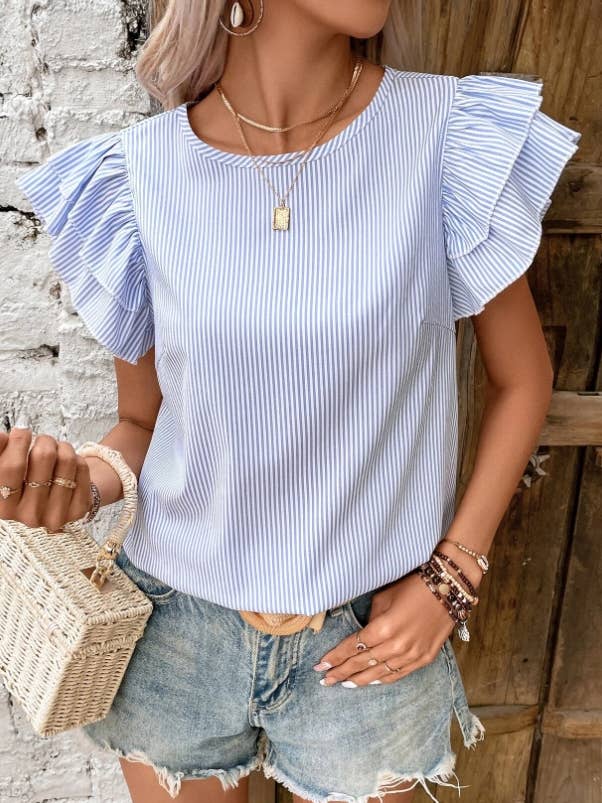 TREND SHOP – wholesale Blus - Dam – RANDIG PRINT FJÄRIL ÄRM BLUS