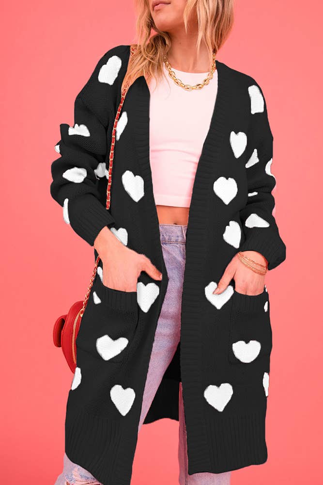 UNISHE - Vendita all'ingrosso Cardigan - Donna - Cardigan lavorato a maglia con motivo a cuore aperto sul davanti SF1009