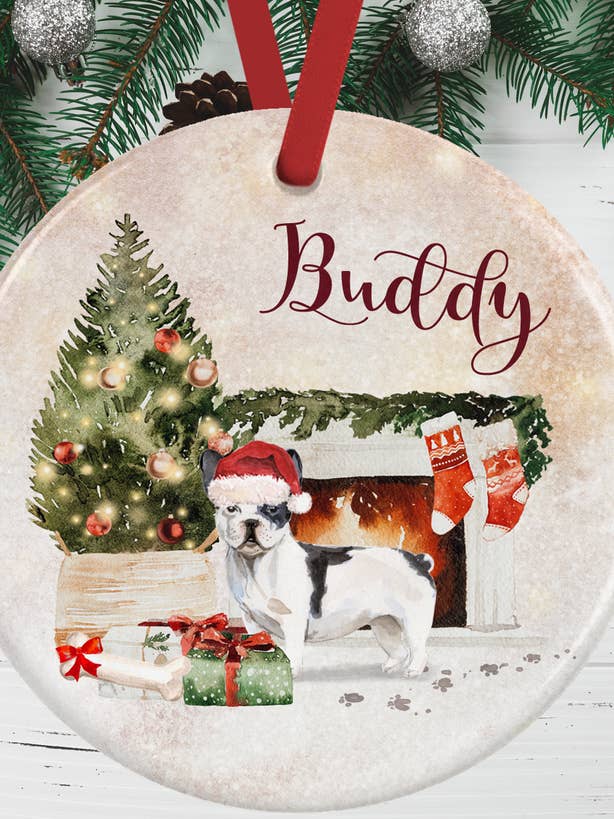 Fransk bulldog julepynt for engroshandel hos WagATudeTags