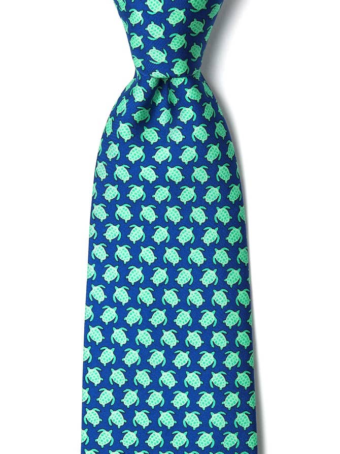 Cravatta Micro Tartarughe Mare - Seta Blu Navy per la vendita all'ingrosso da parte di Alynn