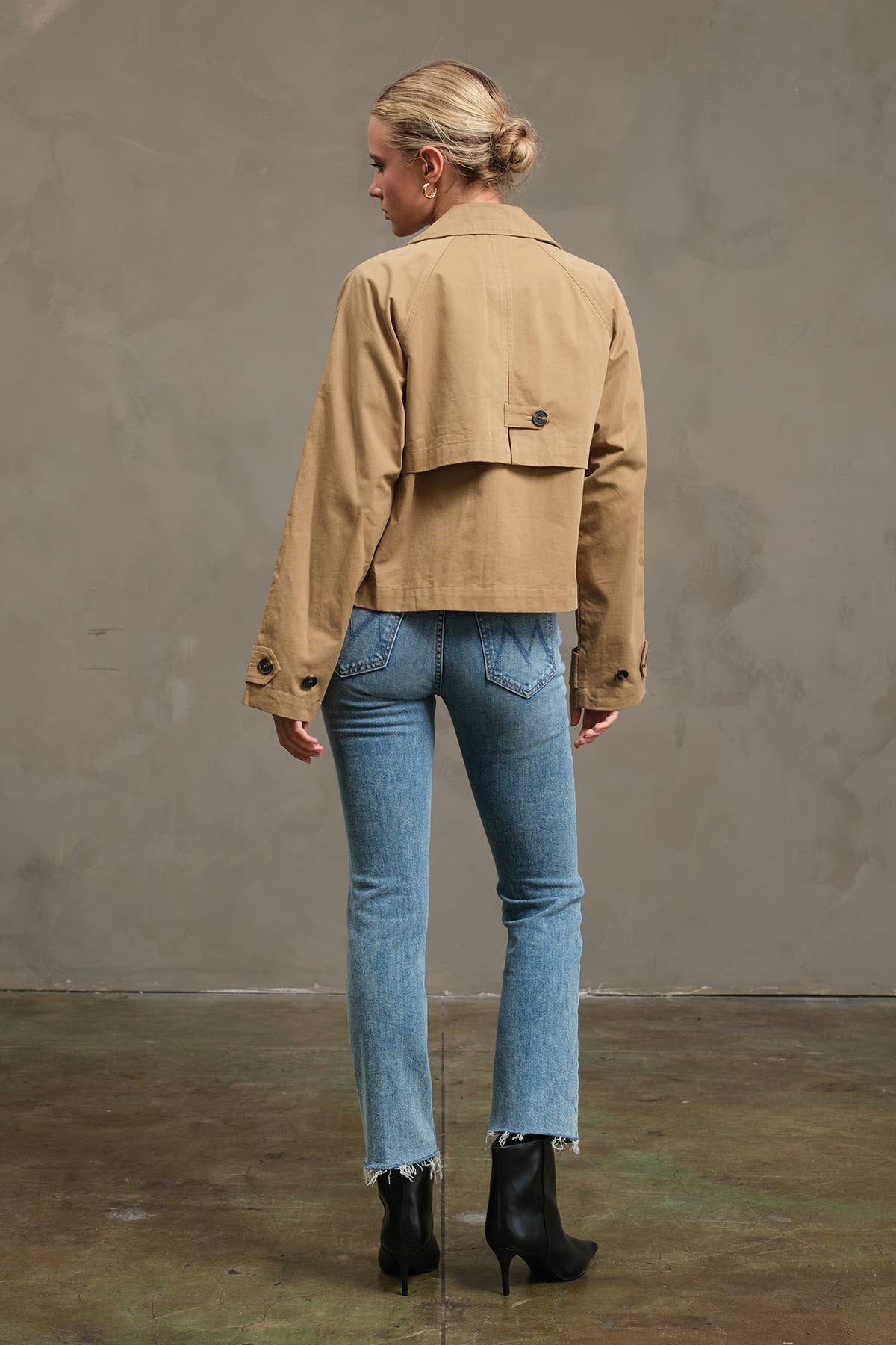 KHAKI BEIGE Short Double-Breasted Trench Jacket - RJ1036 for wholesale on Faire7