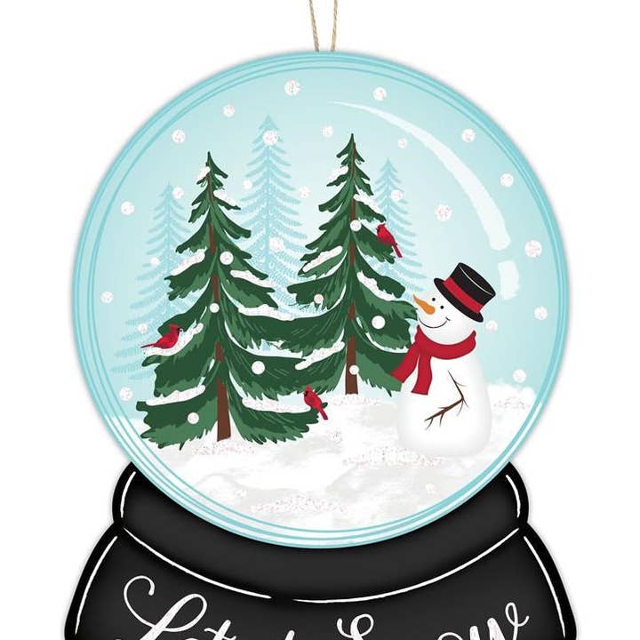 12"H X 9"L Let It Snow Glittr Snow Globe Robins Egg/Black/White/Green AP8912 for wholesale by Trendy tree