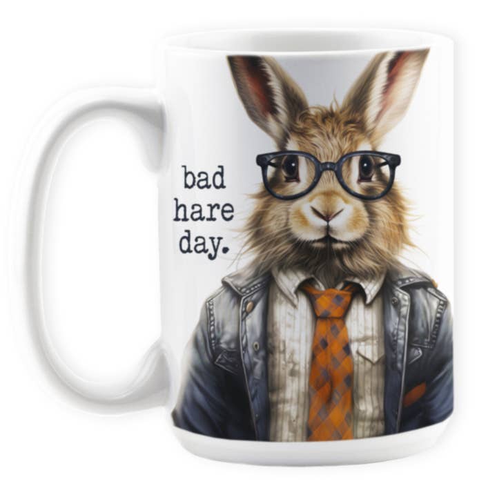 'SHOW' ANIMALS: Bad Hare Day / anthropomorphic rabbit mug for wholesale by Love Letters