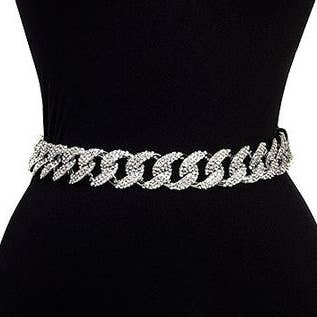Andrea Bijoux - Vente Ceinture – femme - CEINTURE DE CHAÎNE DE MODE À MAILLONS CHUNKY PAVÉS DE STRASS2
