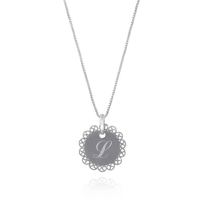COLAR GRAVÁVEL EM PRATA BAILEY CIRCLE por atacado de Olmox - Fine Filigree Jewelry