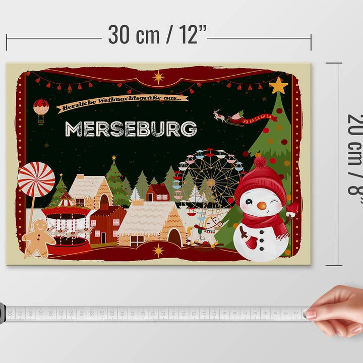 Femer - Wholesale Christmas Wall Art - Wooden sign Christmas greetings MERSEBURG gift 30x20cm3