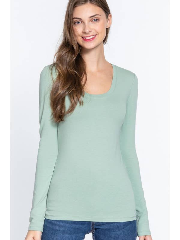 Active Basic | Active USA - Wholesale Knit Top - Women's - Long Sleeve Scoop Neck Top13