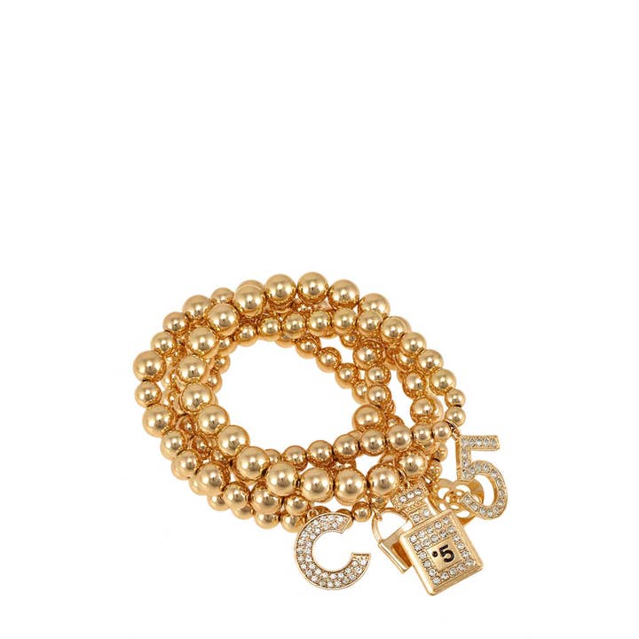 anbfashion - Wholesale Charm/Dangle Bracelet - Multiple Charm Beads Stretchable Bracelet 1239-1