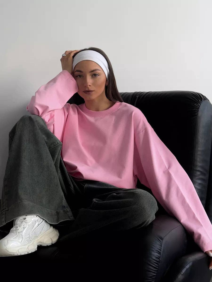 Suhkasana – wholesale T-shirt – women's – Heavyweight Cotton Long Sleeve Crewneck Oversized T Shirt14