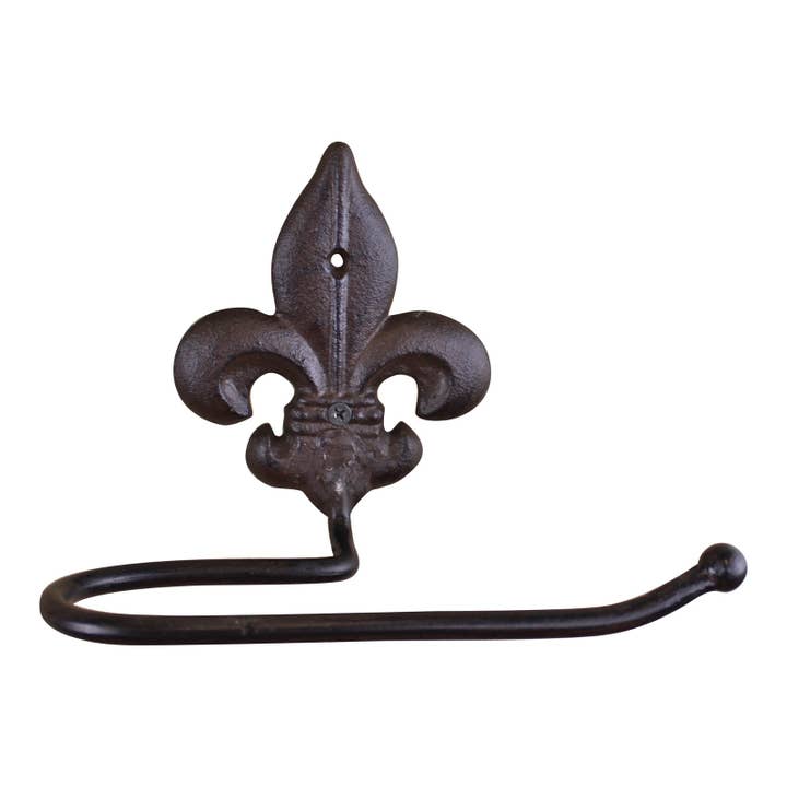 Geko Products - Wholesale Toilet Paper Holder - Cast Iron Rustic Toilet Roll Holder, Fleur de Lis