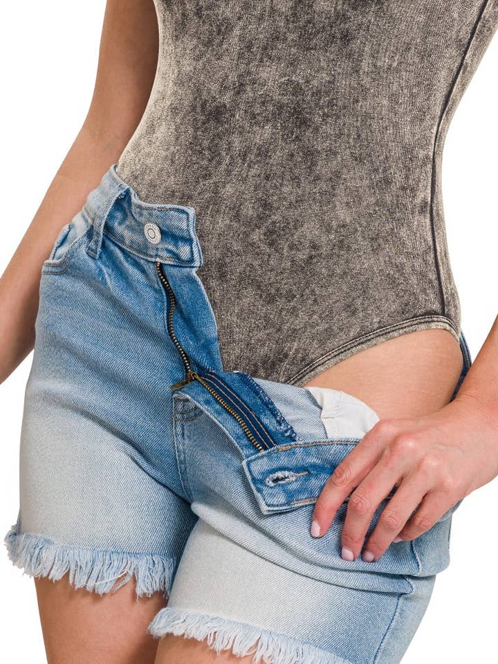 42POPS - Wholesale Bodysuit - Women's - `.Washed & Solid Cotton Bodysuit w/Snap Button closure44