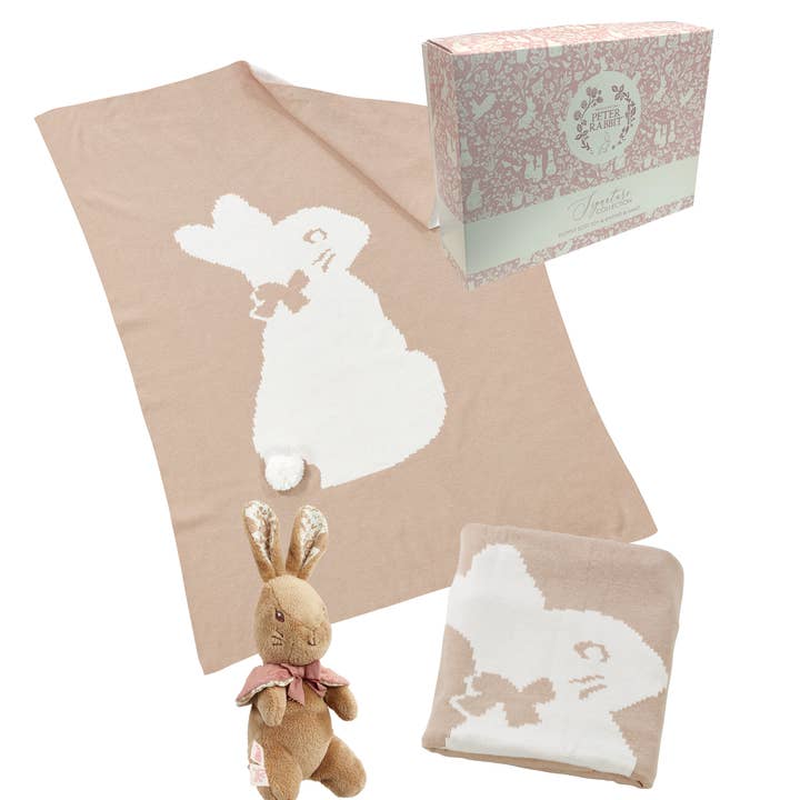 Knitted Baby Blanket & Soft Toy Set – Flopsy Bunny for wholesale by Rainbow Designs