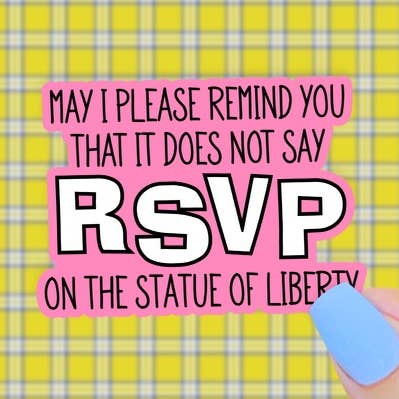 Abolish ICE Sticker, RSVP on the Statue of Liberty for wholesale by Pretty Toxic Stickers