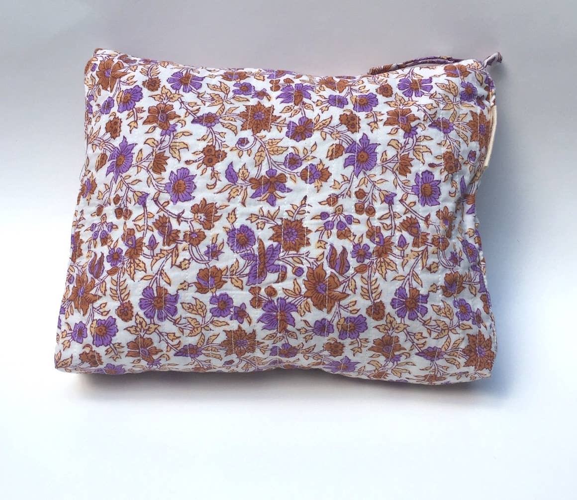 Mehera Shaw – wholesale Make-up/cosmetic bag – Cosmetics Bag - Compact - Quilted Hand Block Print Cotton20