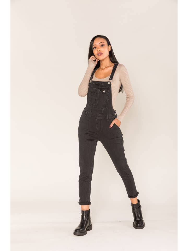Nina Carter - Wholesale Overalls - Women's - S512 wide stretch boyfriend jean denim overalls20