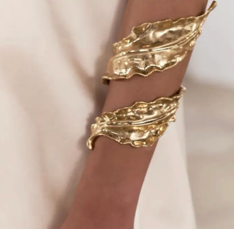 HoopLa - Wholesale Cuff Bracelet - Leaf Bracelet- Hinged- Stainless Steel - Cuff -Arm Band9