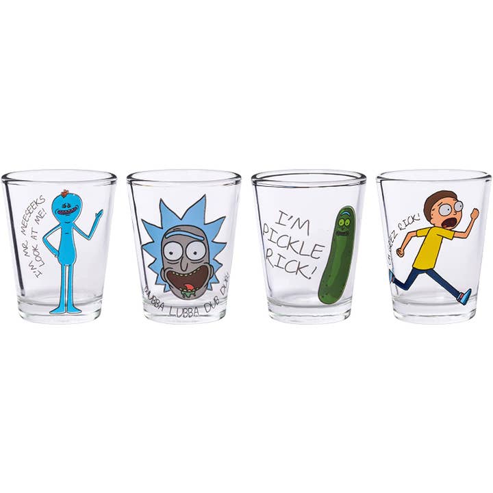 Rick and Morty 4x1 Mini Glass Set for wholesale by Silver Buffalo