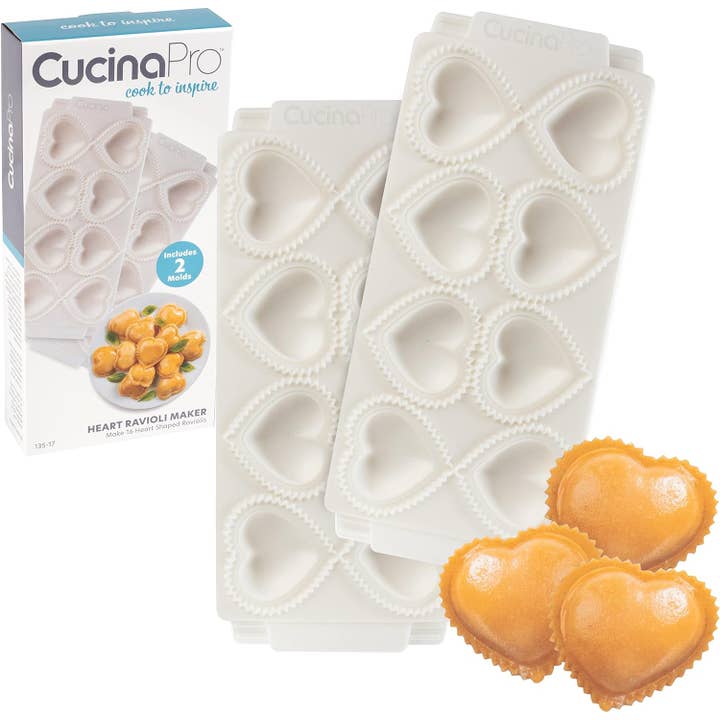 CucinaPro 2" Heart Shaped Ravioli Molds (2 Pack) - Makes 8 for wholesale by CucinaPro