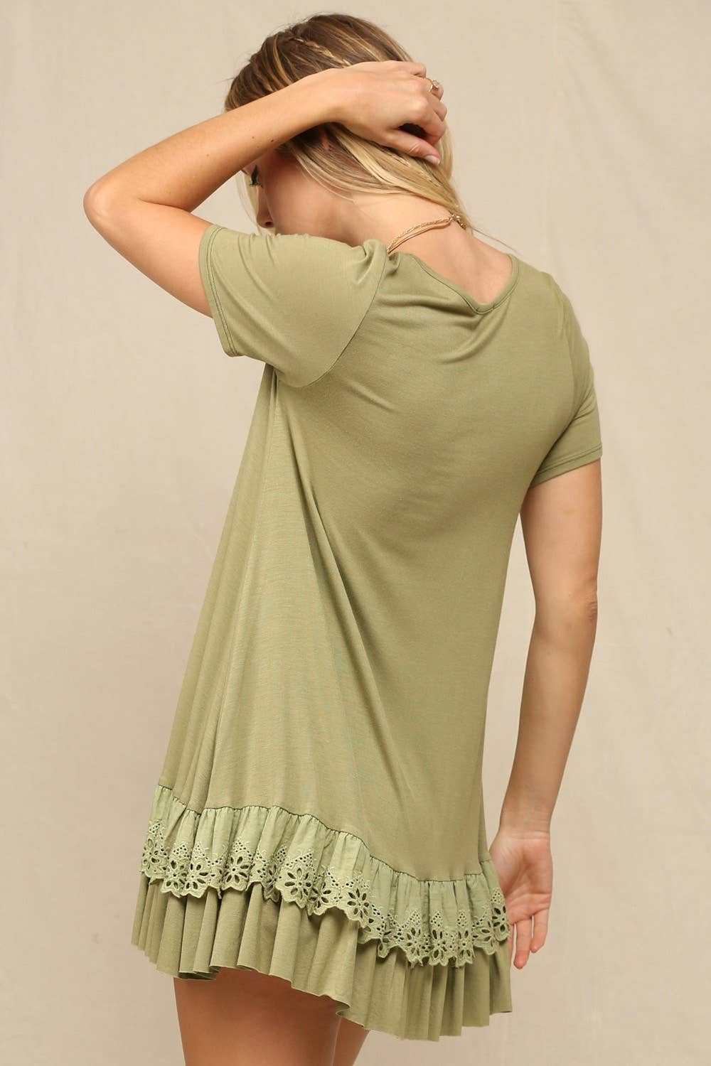 KyeMi - Wholesale Tunic - Women's - A Shirred Scallop Lace Hem Tunic Top18