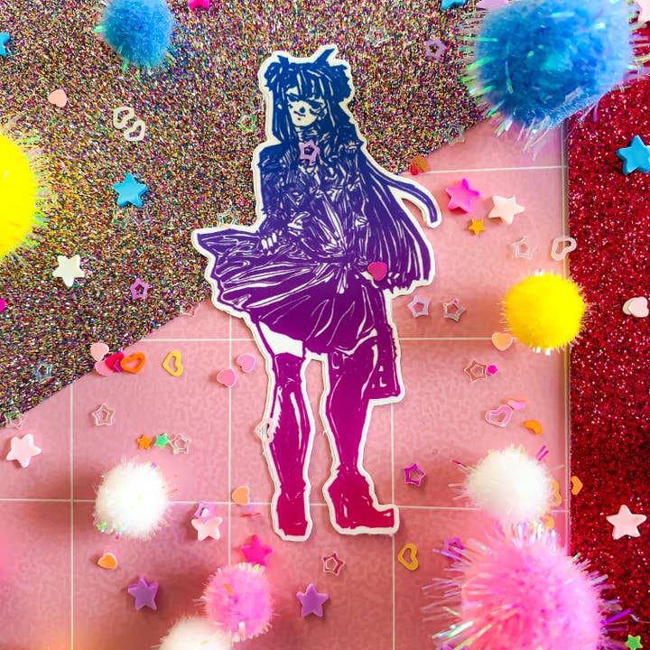 Gradient Girl Vinyl Sticker for wholesale by Shadooga