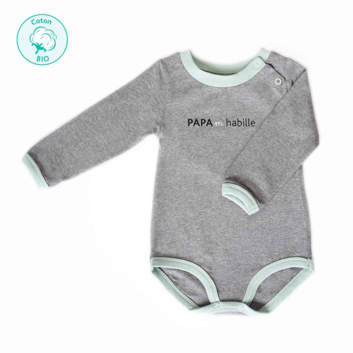PAPA m'habille - Wholesale Bodysuit (Non-Footed) - Baby - Body in organic cont “Peanut” green of water1