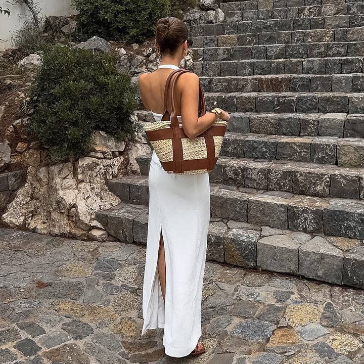 Marayn - Wholesale Top & skirt set – Women's - Summer White Halter Top Slit Skirt Set30