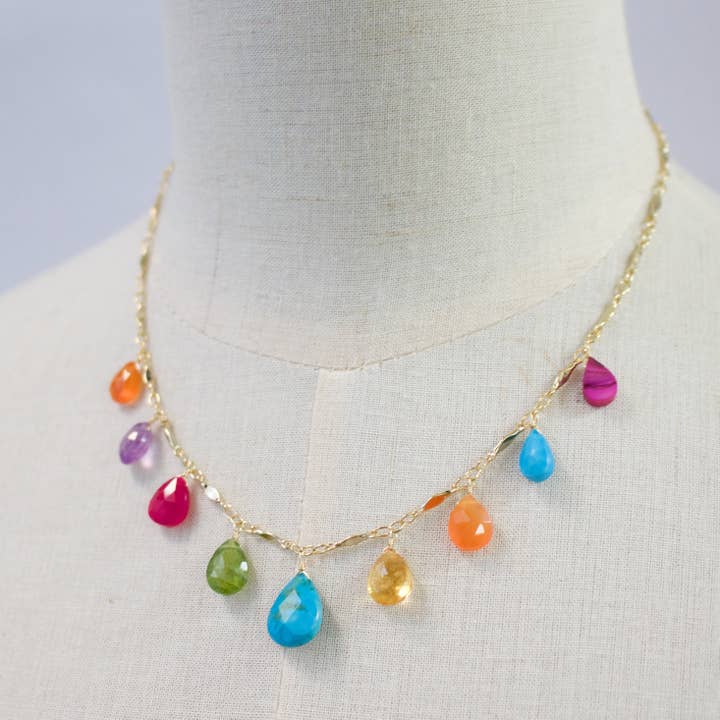 a.v. max - Wholesale Pendant/Charm Necklace - Large Teardrop Neck|Labradorite|Peridot|Amethyst|Blue Mystic