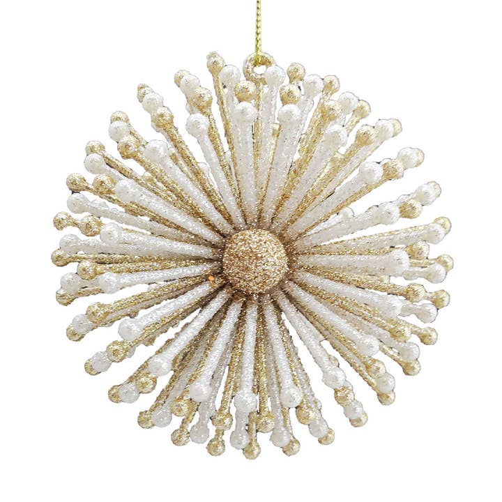 3.75" Glitter Gold Spikey Snowflake for wholesale by Decor N Beyond