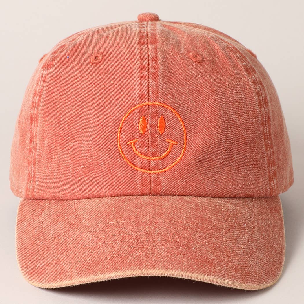 Fashion City - Wholesale Baseball Cap - Women's - Happy Face Embroidered Cotton Baseball Cap17