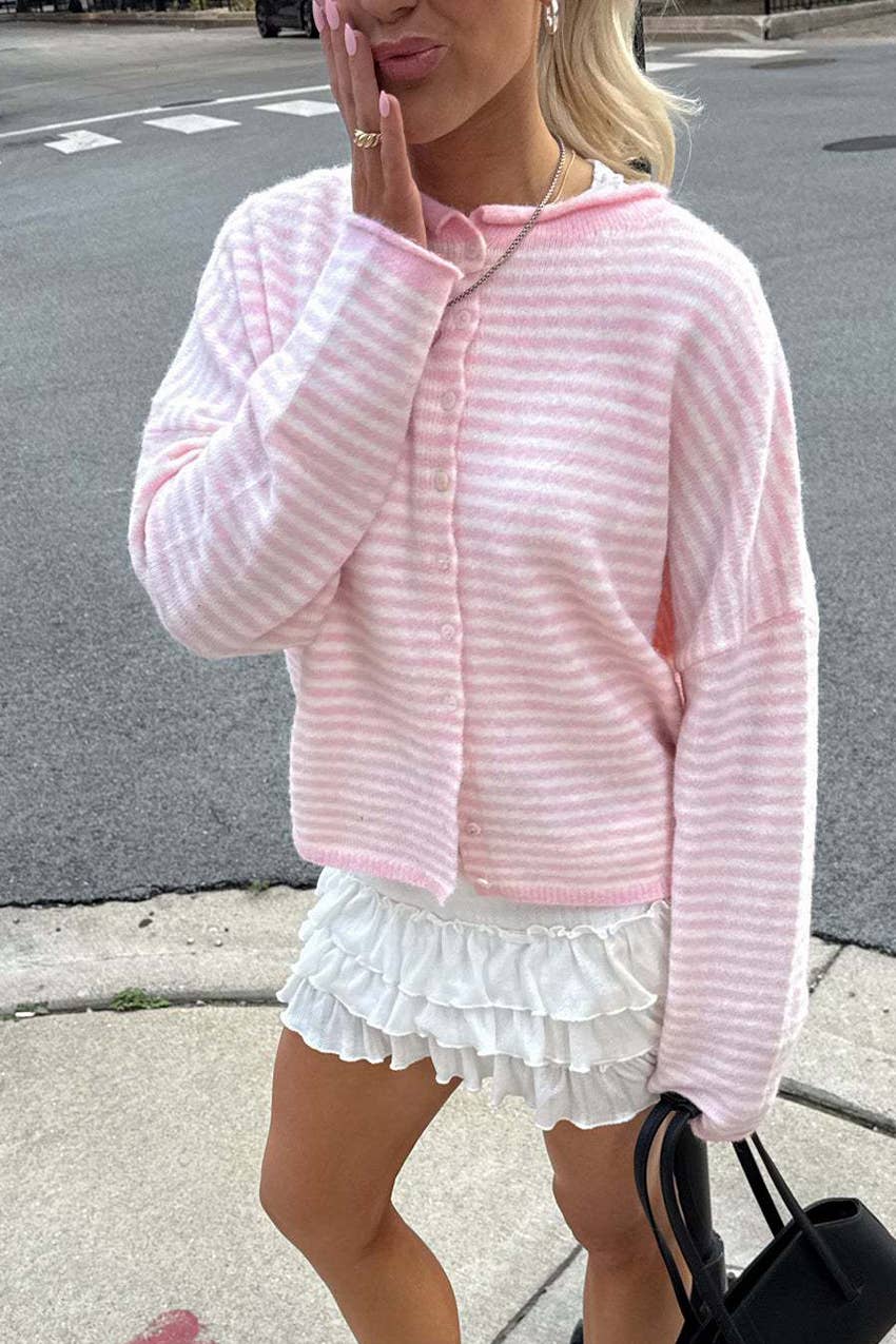 Hope & Sunshine - Vente Cardigan – femme - Cardigan en maille rayé4