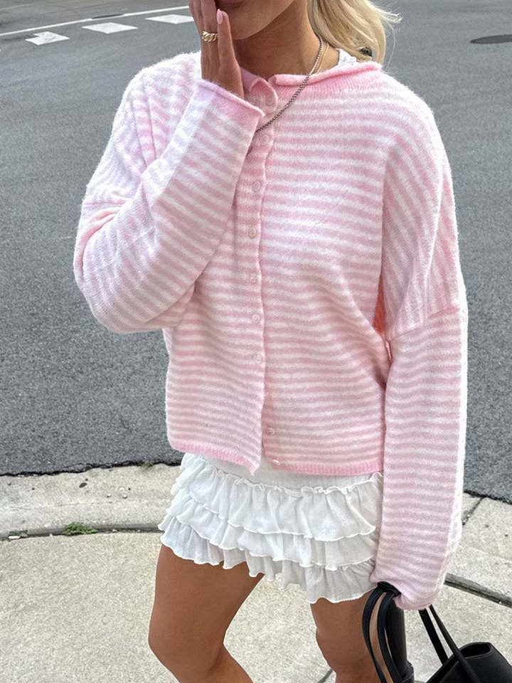 Hope & Sunshine - Vente Cardigan – femme - Cardigan en maille rayé4