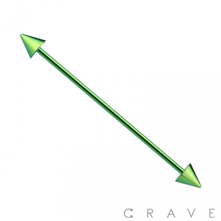 GRÜNE PVD PLATTIERT ÜBER 316L SS INDUSTRIELLE LANGHANTEL MIT SPIKES für den Großhandel von CRAVE