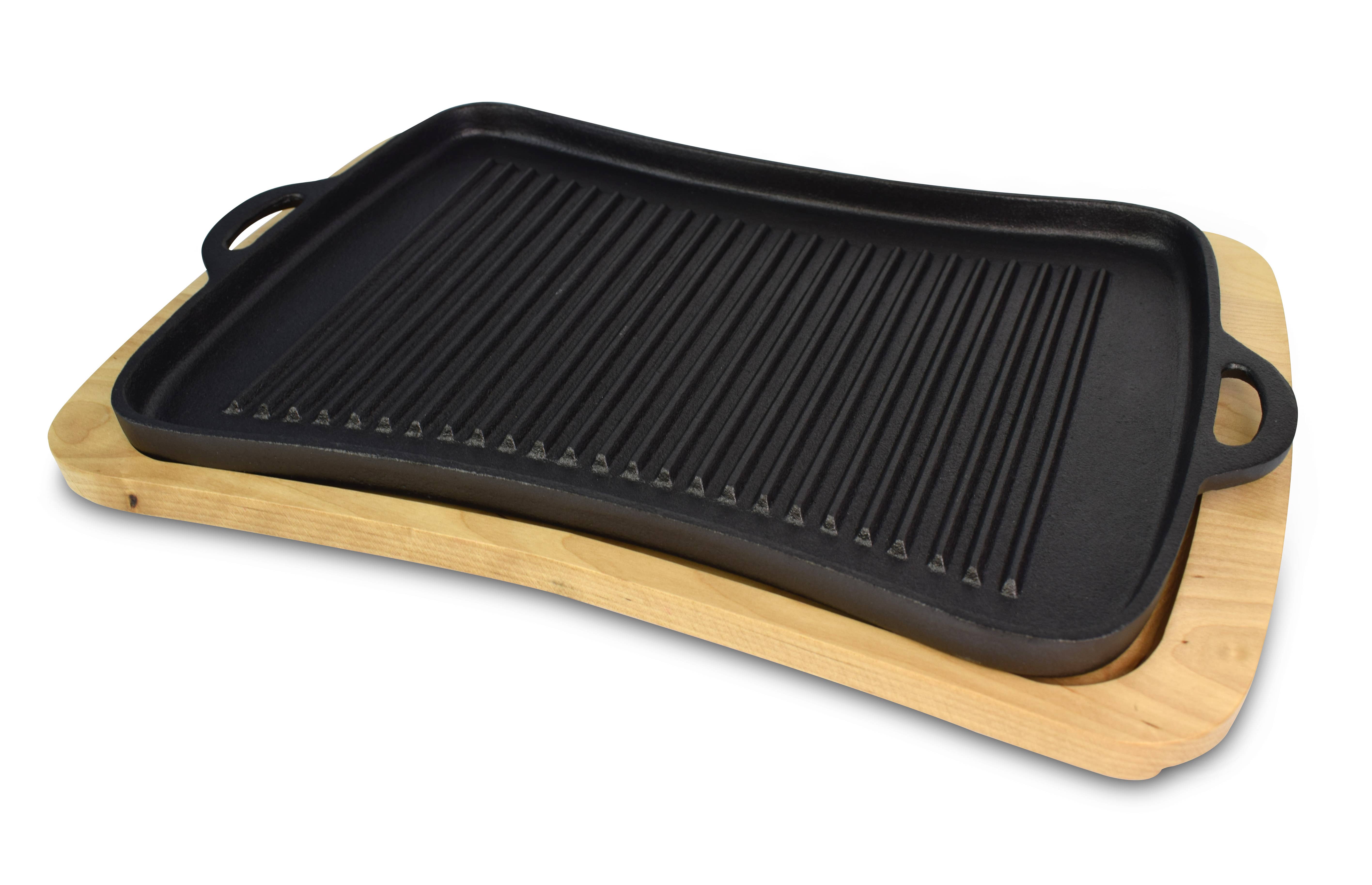 Jim Beam JB0206 Cast Iron Fajita Pan with Wooden Trivet, Pre