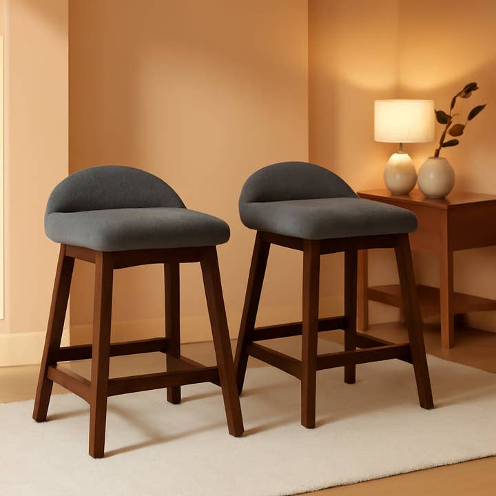 Counter Height Bar Stool Set Of 2 28.5 Inch Charcoal Brown for wholesale by ShipItFurniture