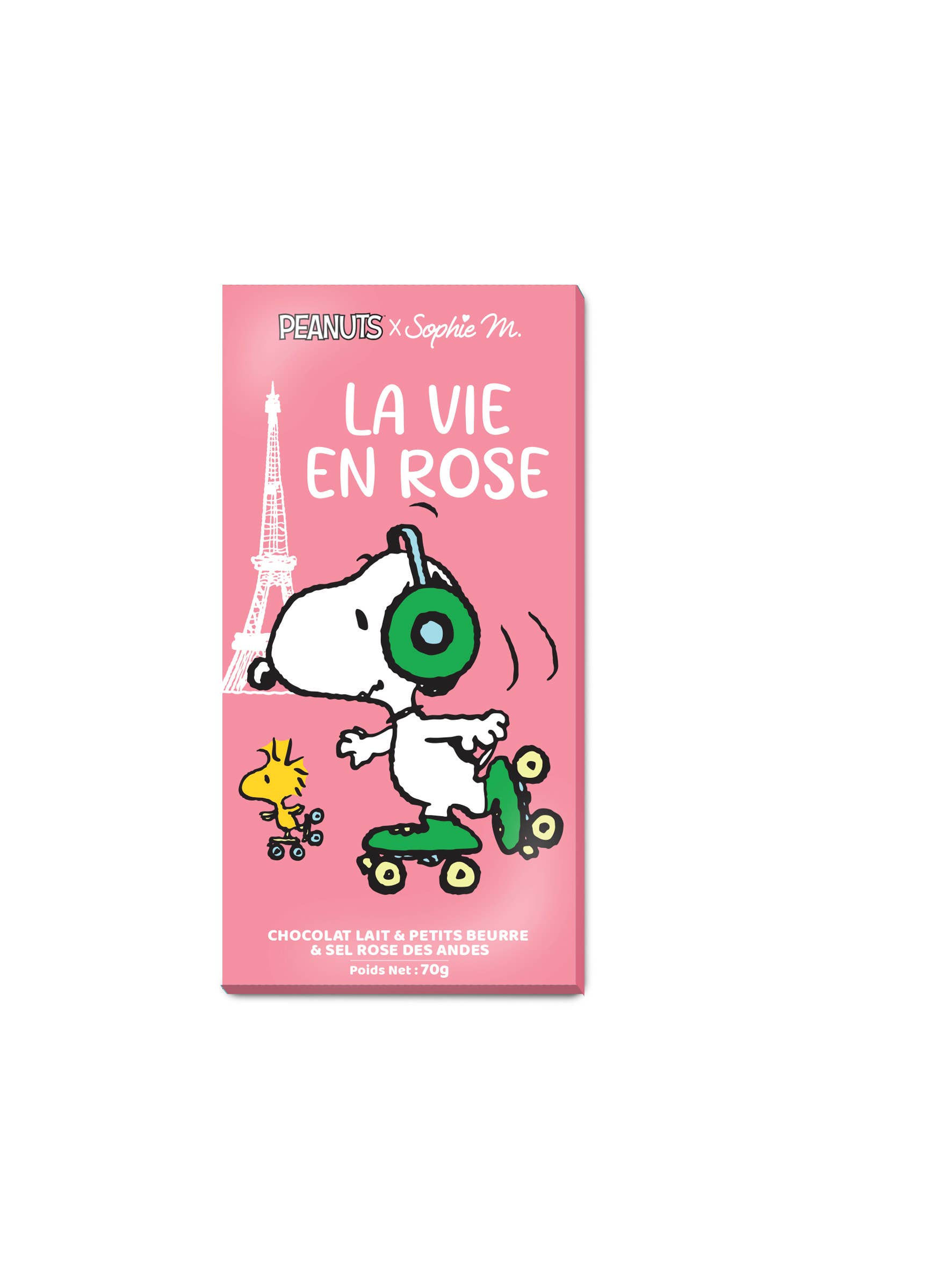TASTY FRANCE - Wholesale Chocoladereep - Peanuts Snoopy tablet LIFE IN PINK melkchocolade met Petit Beurre0