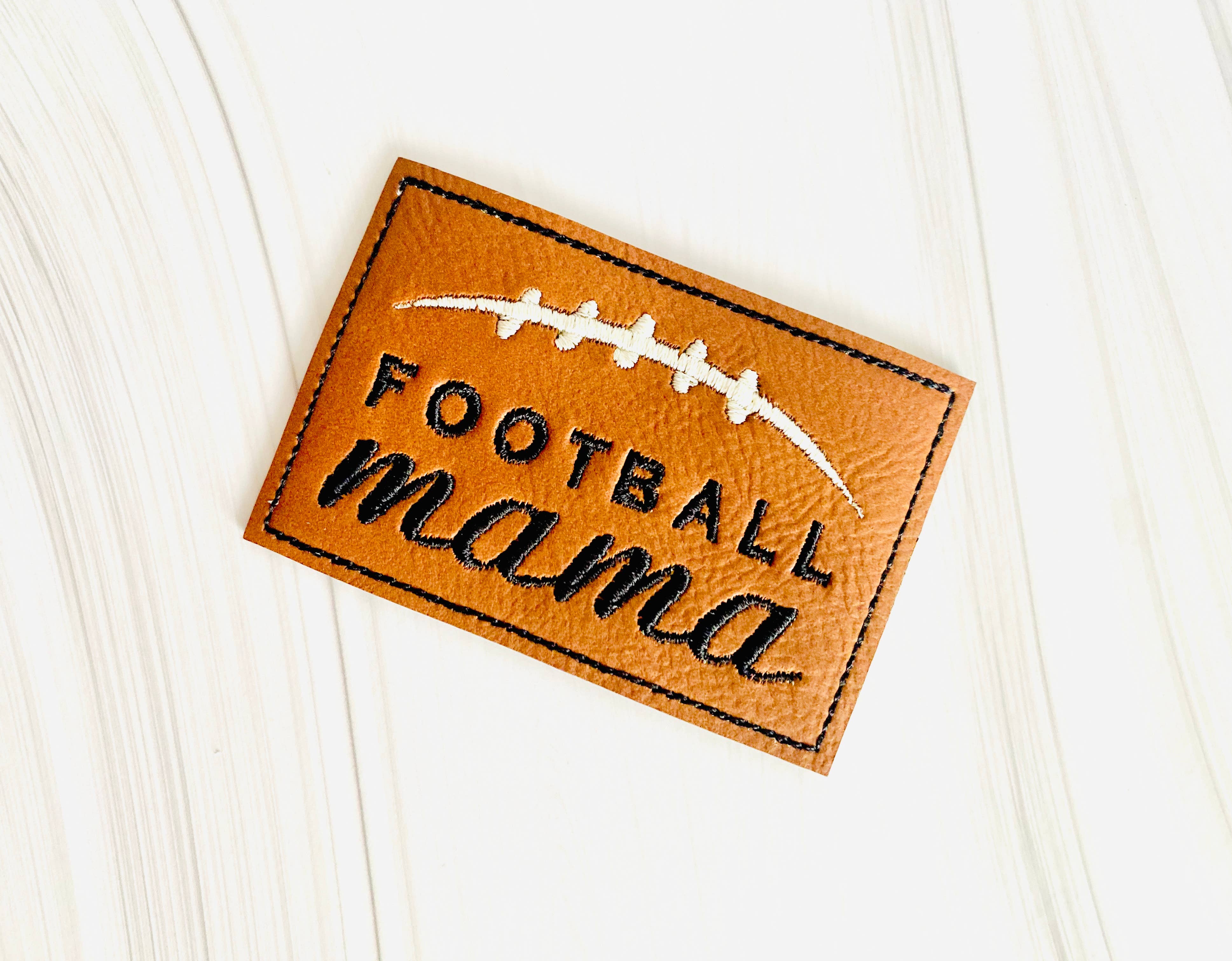 R & R Stitched - Wholesale Patch - Football Mama embroidered leather hat patch3