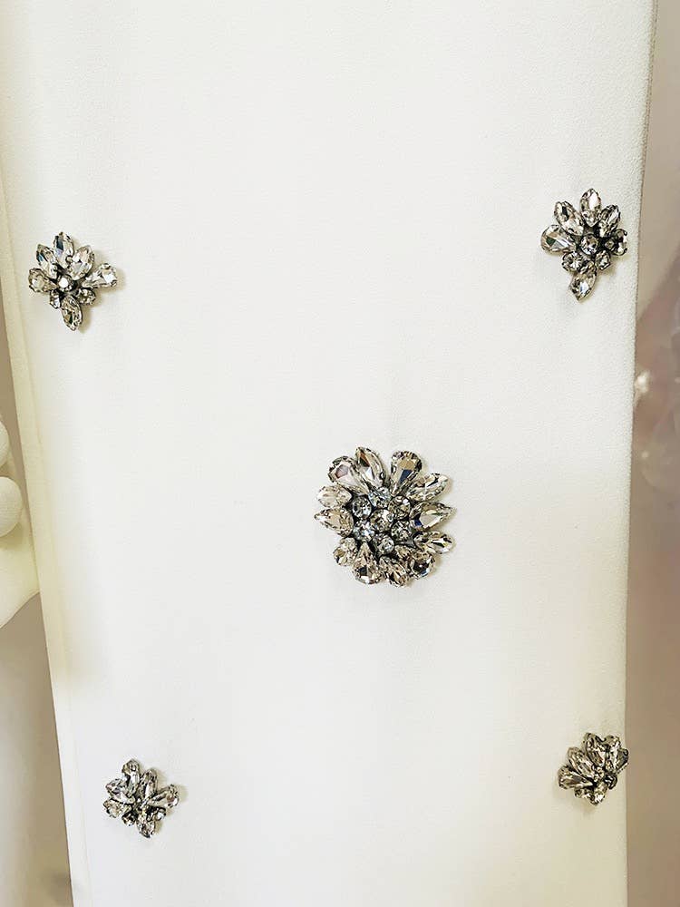 White SET8-11Y Diamond Beaded Suit Jacket & Flared Trousers Set for wholesale on Faire10