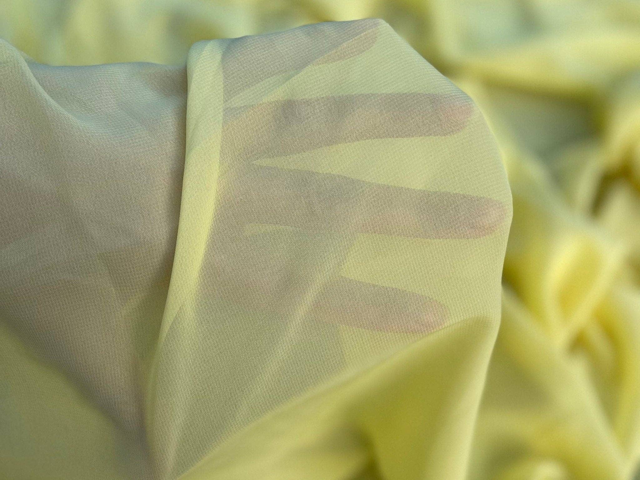 GalaTextile - Wholesale Fabric - Yellow Chiffon Fabric By The Yard , Yellow Bridal Fabric, Bridal Chiffon, Sheer Fabric Light Weight Yellow Chiffon Fabric for Dress Veil8