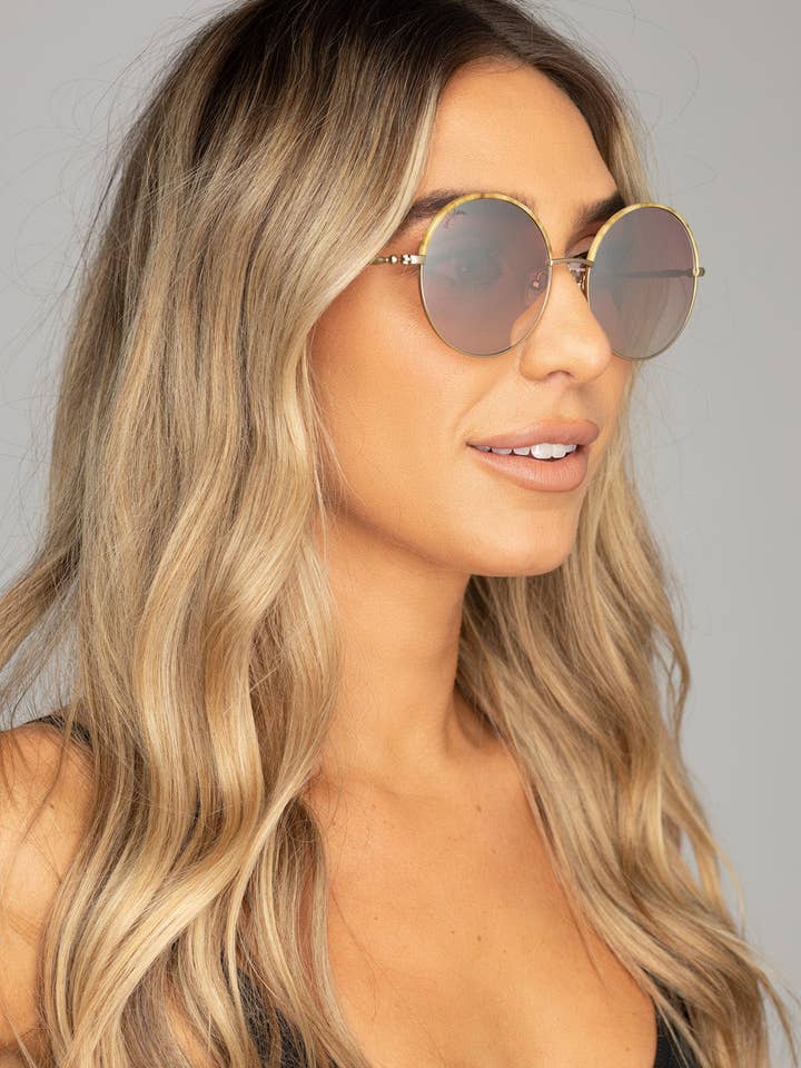 Farrah Round Metal Sunglasses - Pink for wholesale by My Joy Beauty