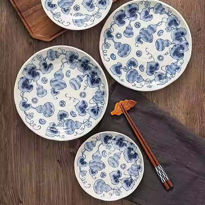 Minoyaki-servise med kalebassemotiv som lykkebringer for engroshandel hos MinoCraft