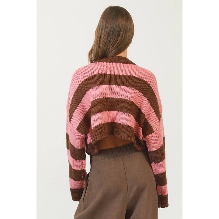 HYFVE - Wholesale Knit Sweater - Women's - HF24F770-Cropped Striped Sweater