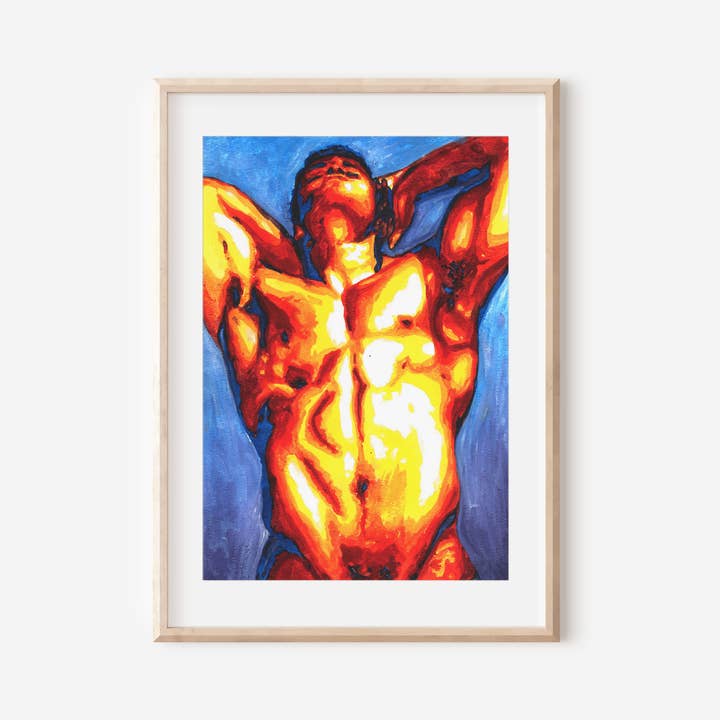 Relaxation male nude fine art print available 2 sizes for wholesale by ZAK POP ART