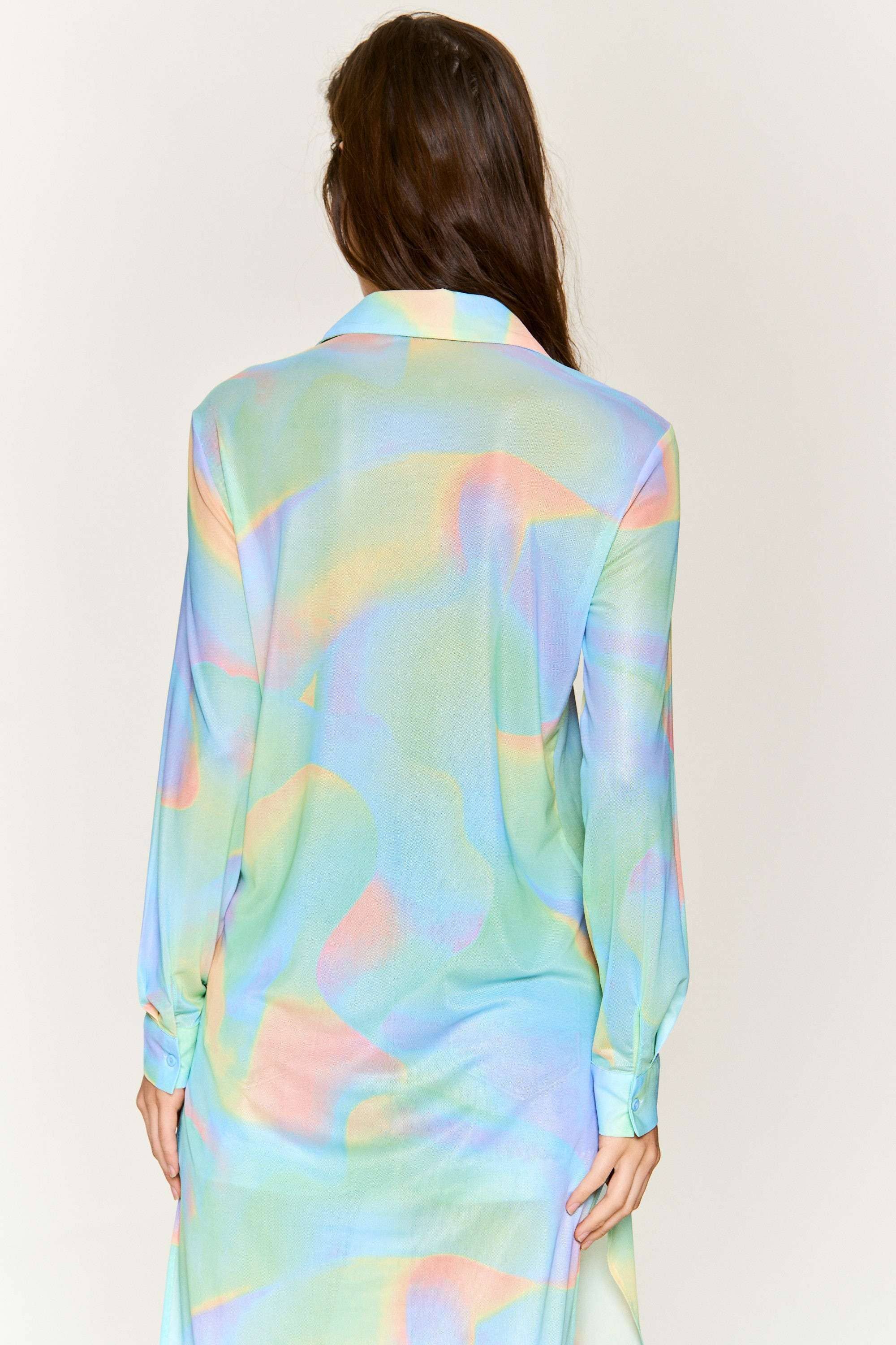 Hers & Mine - Wholesale Button Down Shirt - Women's - MESH TIE DYE BUTTON DOWN TUNIC SHIRT9