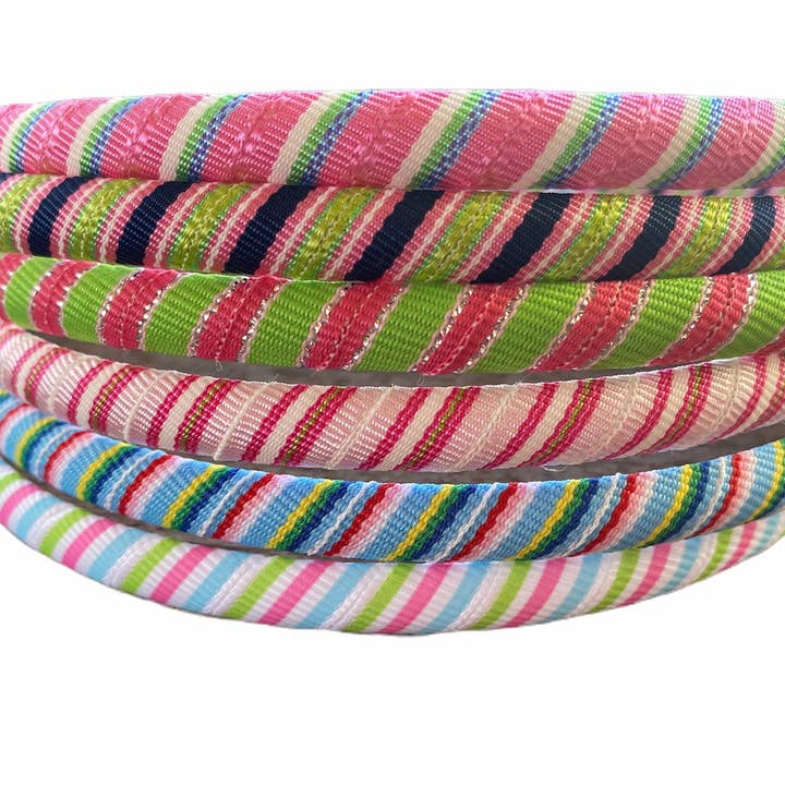 Bows Etc. - Wholesale Fashion Headband - Women's - Stripes Galore Narrow Grosgrain Ribbon Headband Preppy & Fun