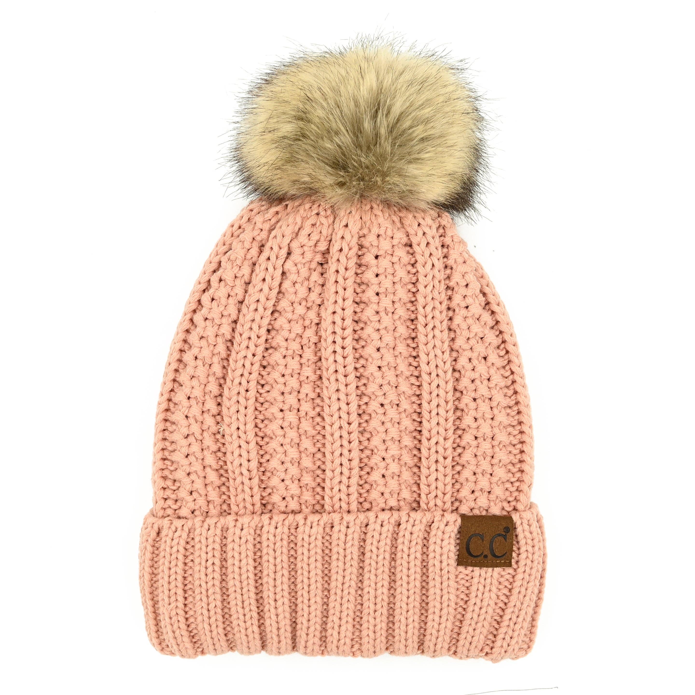 Truly Contagious – Großhandel Beanie – Damen – CC Mütze mit auffälligem Kunstpelz-Bommel (YJ-820)8