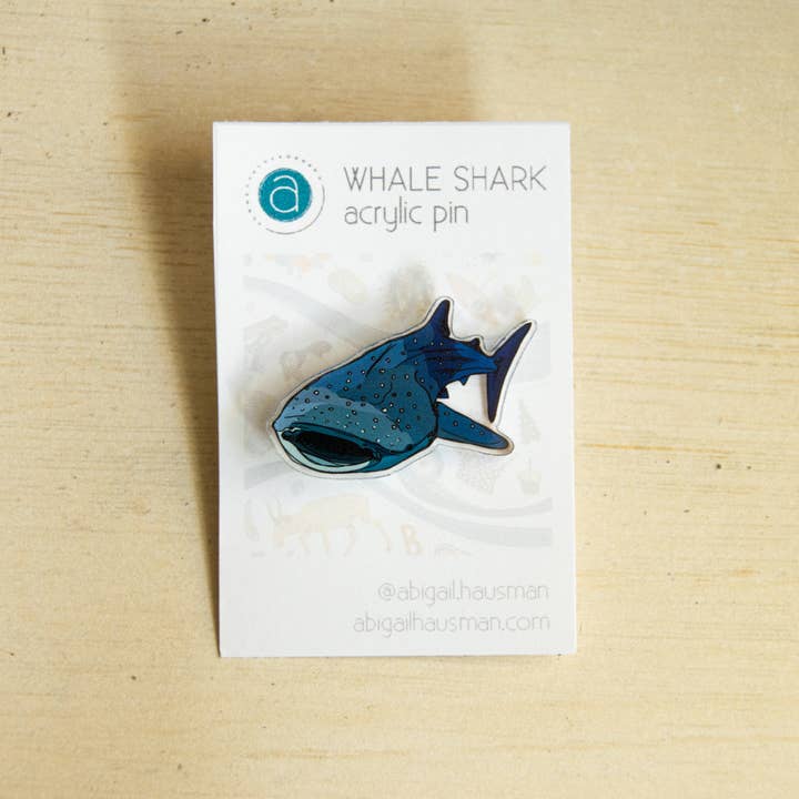 Whale Shark Acrylic Pin for wholesale by abigail hausman design & illustration